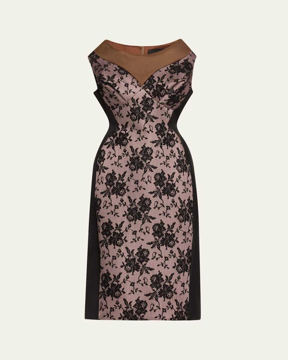 Structured Lace Inset Midi Dress
